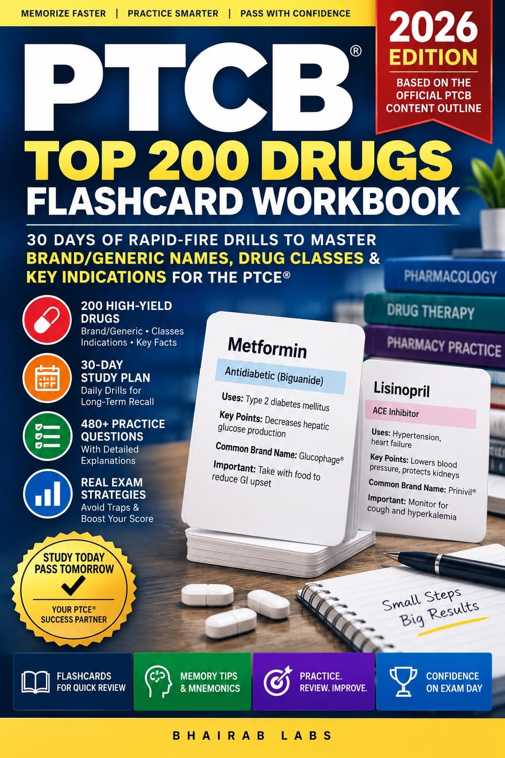 Cover of PTCB Top 200 Drugs Flashcard Workbook