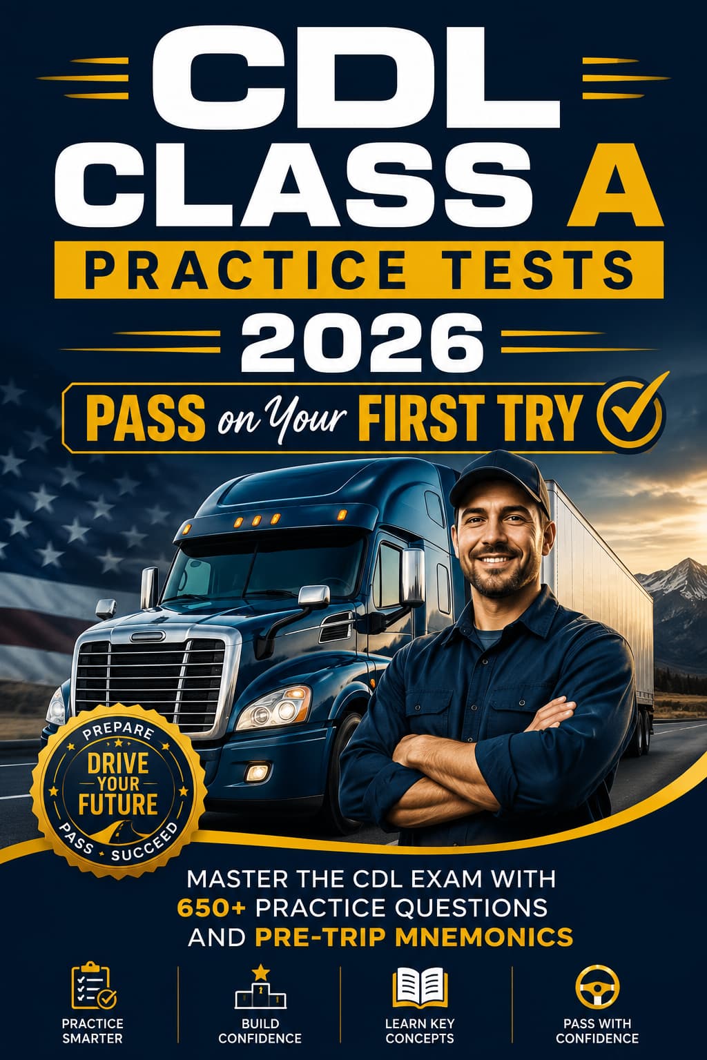 Cover of CDL Class A Practice Tests 2026: Pass on Your First Try