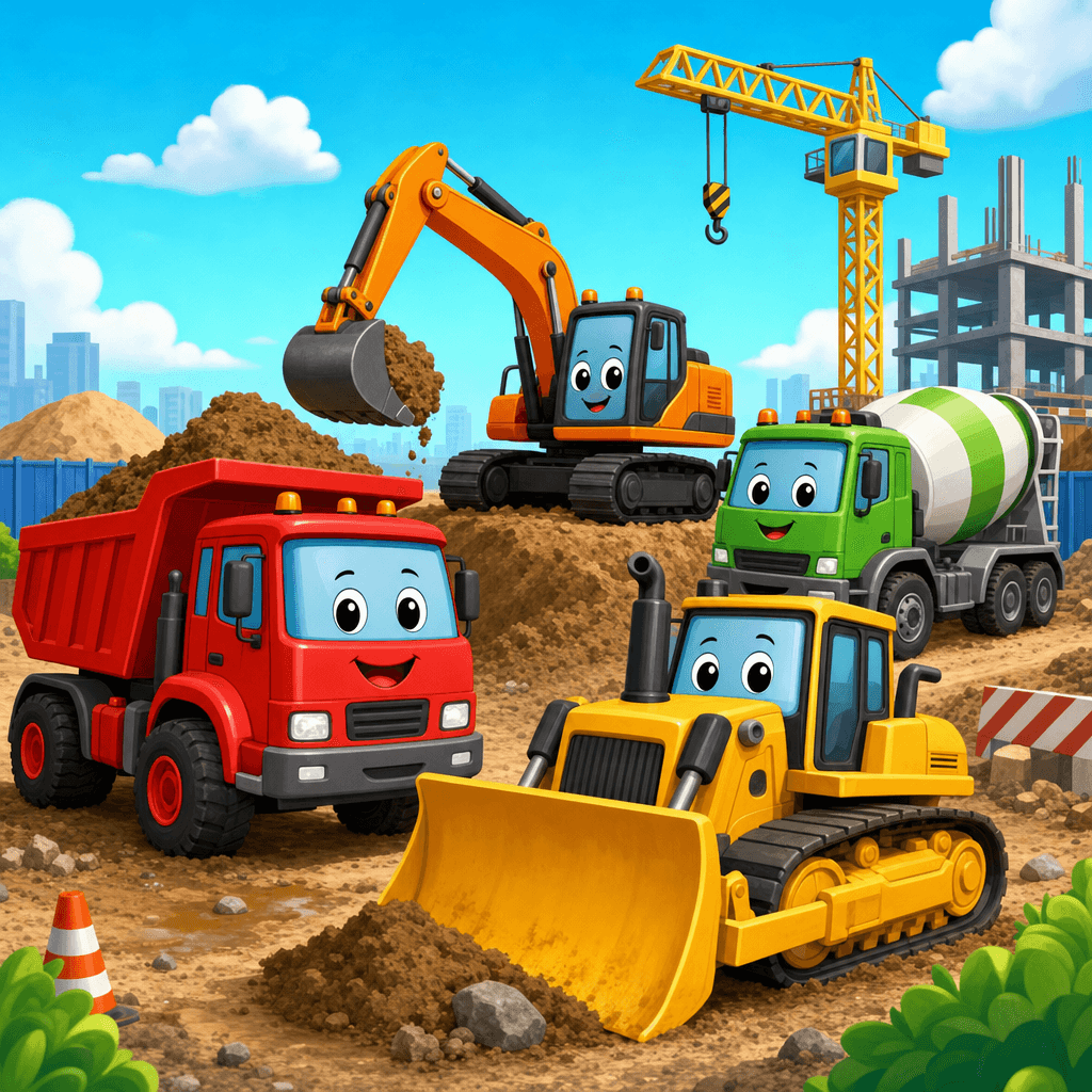 Cover of Construction Trucks and Diggers Coloring Book for Toddlers Ages 1-3