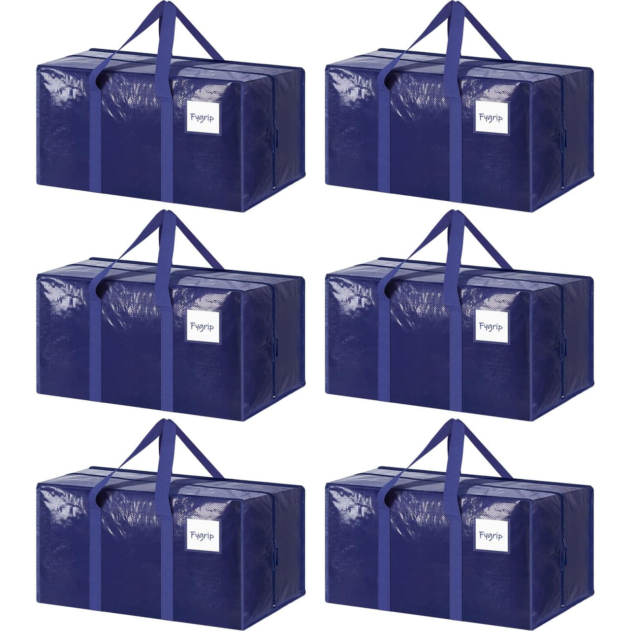 6 Pack Extra Heavy Duty Large Moving Bags with Strong Zipper, Dark Blue