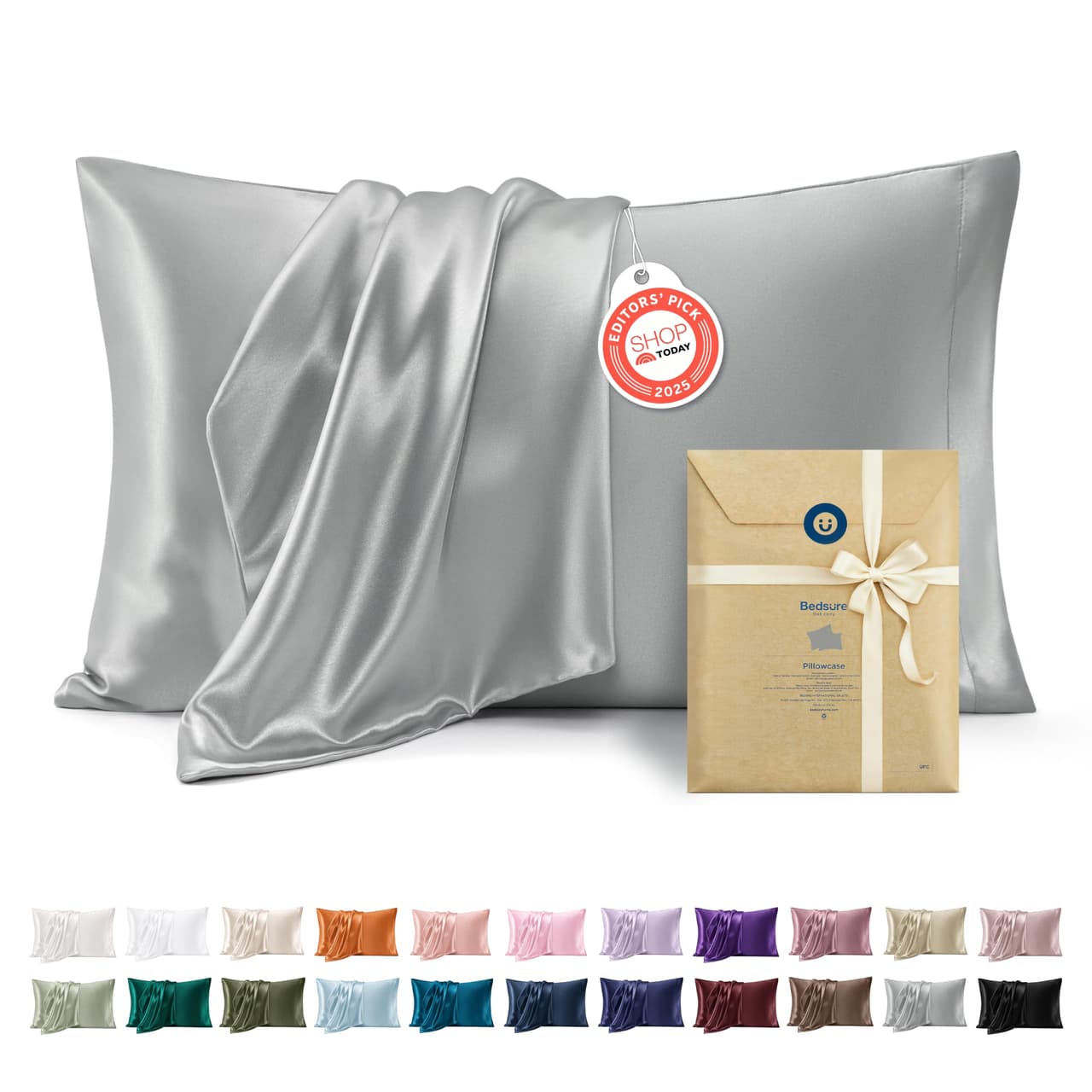 Bedsure Body Pillow Cover 20x54 Inches - Champagne Satin Similar to Silk Pillowcase for Hair and Skin, Cooling and Silky Long Body Pillow Pillowcase with Envelope Closure, Gifts for Women Men
