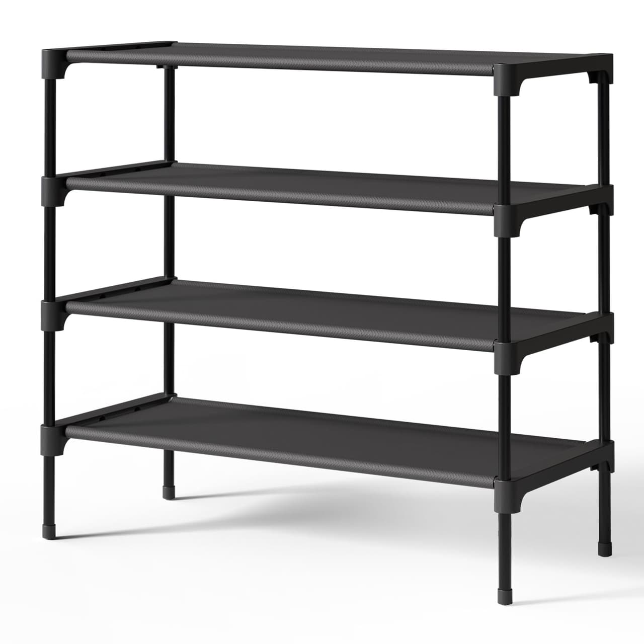 Kitsure Shoe Rack - Non-Woven Shoe Rack Shelf, Shoe Organizer for Closet, Entryway, Garage & Corridor, Stackable Shoe Shelves, X-Large, Black