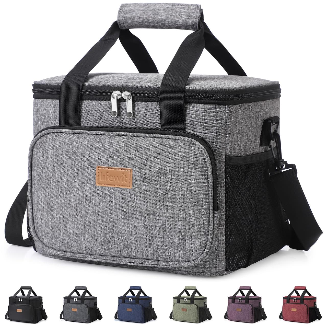 Lifewit Large Lunch Bag, Insulated Lunch Box, Soft Cooler Cooling Tote for Adult Men Women, Gray 24-Can (15L)