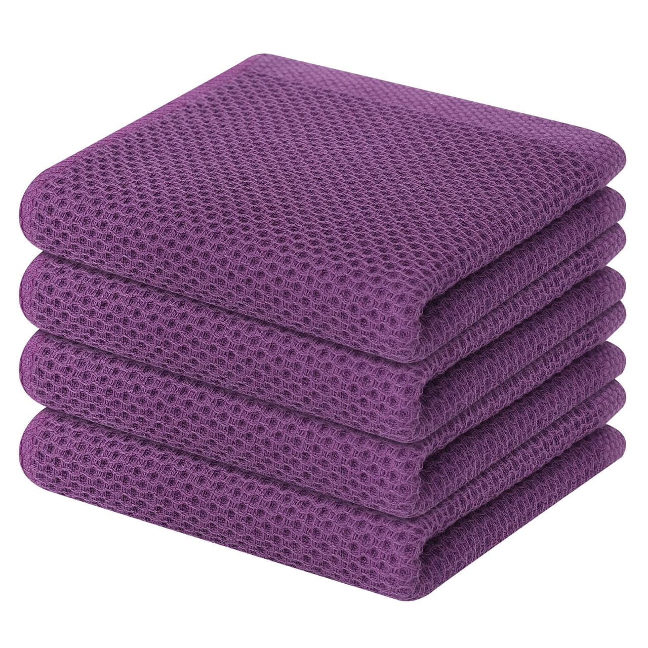 Homaxy 100% Cotton Waffle Weave Kitchen Dish Cloths 8-Pack, Purple