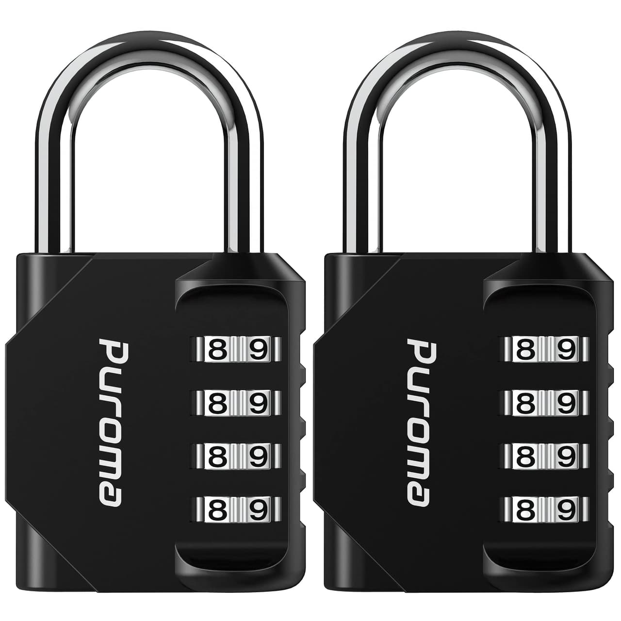 Puroma 2 Pack Combination Lock Locker 4 Digits Combo Padlock Gym Black