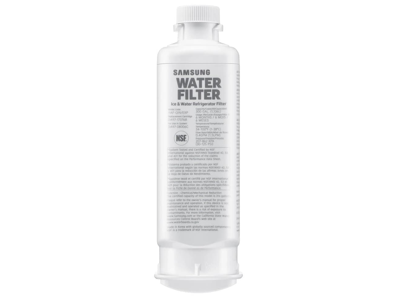Samsung HAF-QIN/EXP Genuine Refrigerator Water Filter, Reduces 99% of Harmful Contaminants for Clean, Clear Drinking Water, 6-Month Life, Easy Install, Pack of 1