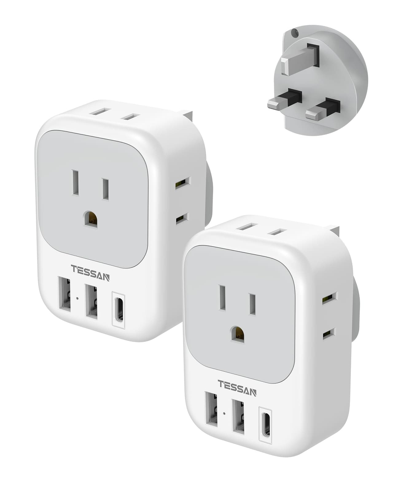 TESSAN UK Adapters for Travel, Type G Adaptor, 2 Pack