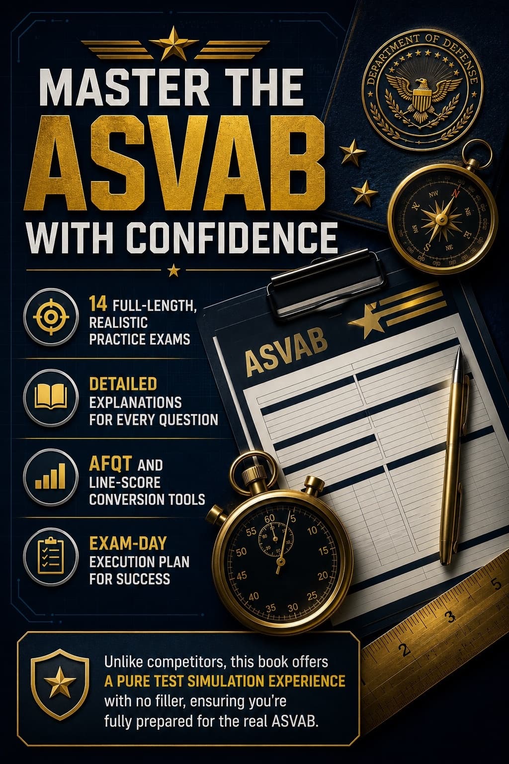 Cover of ASVAB Practice Tests 2026: 14 Full-Length Timed Exams