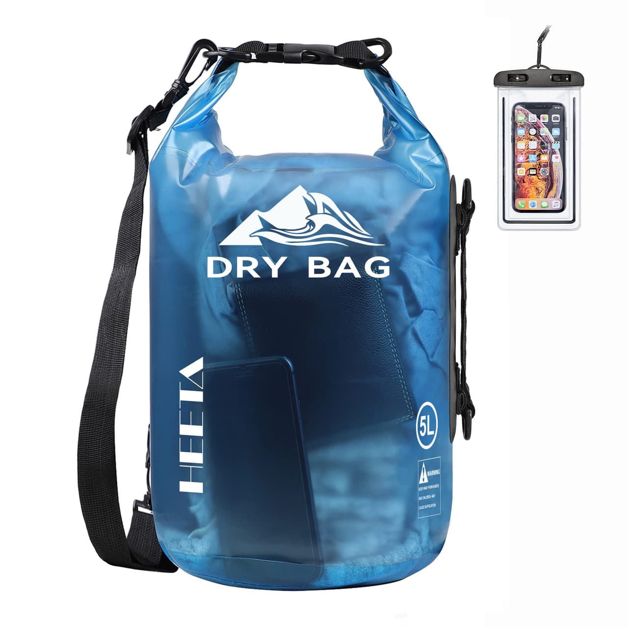 Heeta Dry Bag Waterproof Rolltop Transparent Swimming Bag 10L/20L Keeps Equipment Dry for Beach, Hiking, Kayaking, Fishing, Camping, Swimming, Boating and Other Outdoor Activities