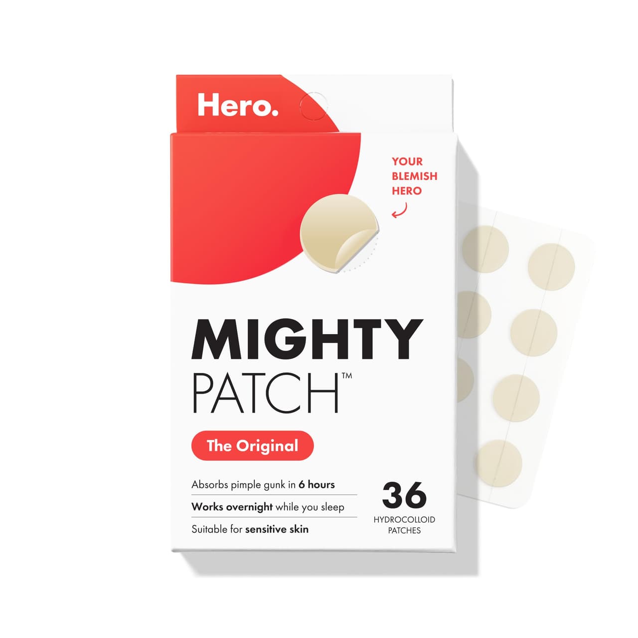 Hero Mighty Patch Original Hero Cosmetics Pimple Patches, Small Hydrocolloid Patches, Acne Treatment, Pack of 144
